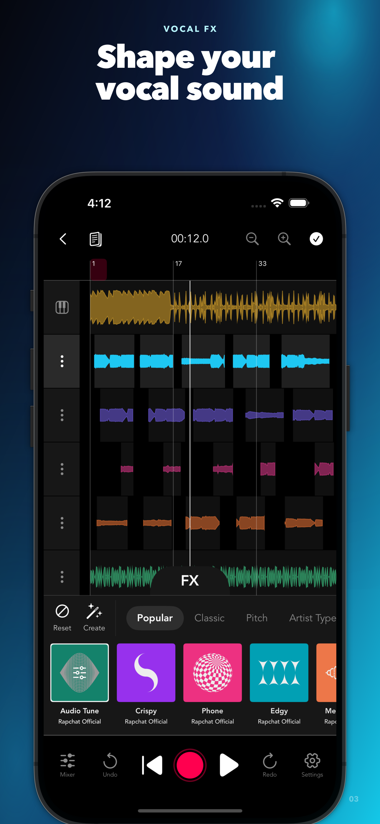 Rapchat recording studio and artist analytics on mobile